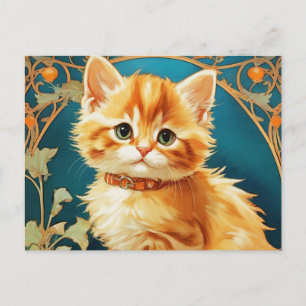 Alphonse Mucha Art Nouveau Cat Postkarte