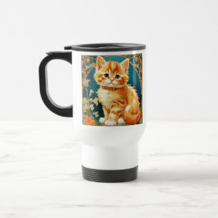Alphonse Mucha Art Nouveau Cat Reisebecher