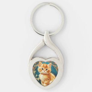 Alphonse Mucha Art Nouveau Cat Schlüsselanhänger