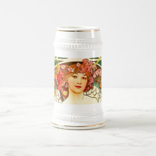 Alphonse Mucha Art Nouveau Daydream Bierglas