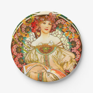 Alphonse Mucha Art Nouveau Daydream Pappteller