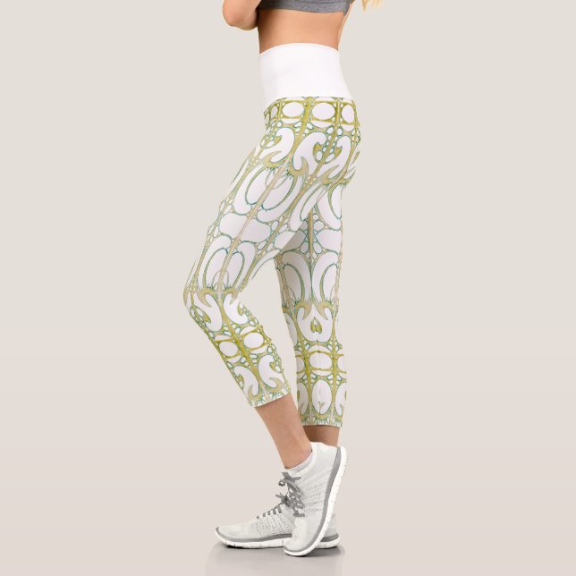 Alphonse Mucha Art nouveau dekorative abstrakte Ku Capri Leggings (Links)