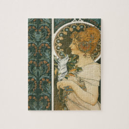 Alphonse Mucha Art Nouveau Feather Girl