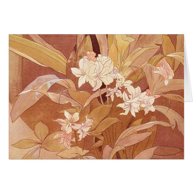 Alphonse Mucha Art Nouveau Floral Detail (Vorderseite (Horizontal))
