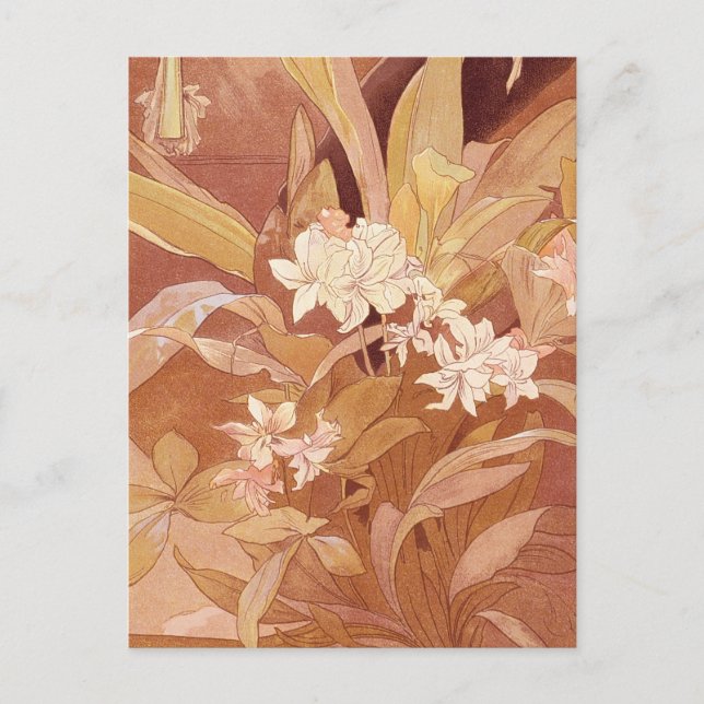 Alphonse Mucha Art Nouveau Floral Detail Postkarte (Vorderseite)