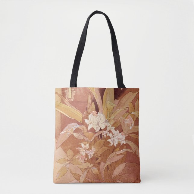 Alphonse Mucha Art Nouveau Floral Detail Tasche (Vorderseite)