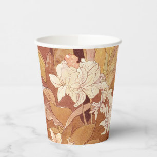 Alphonse Mucha Art Nouveau Florales Detail Pappbecher