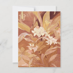 Alphonse Mucha Art Nouveau Florales Detail Postkarte