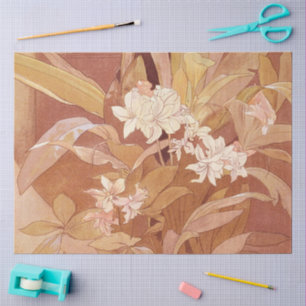 Alphonse Mucha Art Nouveau Florales Detail Seidenpapier