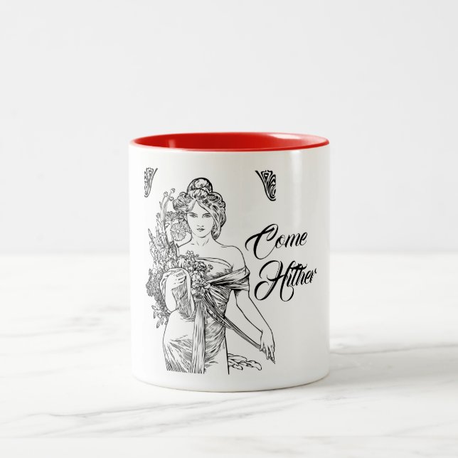 Alphonse mucha Art Nouveau Frauen Blume Zweifarbige Tasse (Mittel)