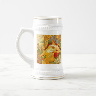 Alphonse Mucha Art Nouveau Herbst Bierglas