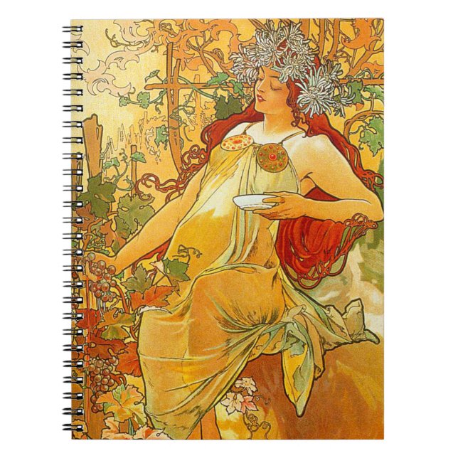 Alphonse Mucha Art Nouveau Herbst Notizblock (Vorderseite)