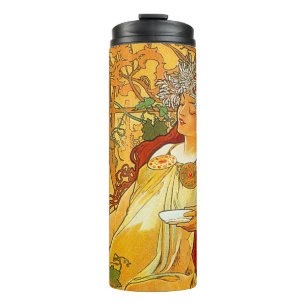 Alphonse Mucha Art Nouveau Herbst Thermosbecher