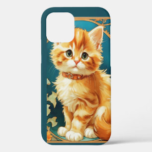 Alphonse Mucha Art Nouveau Katze iPhone 12 Hülle