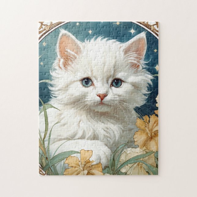 Alphonse Mucha Art Nouveau Kitten (Vertikal)