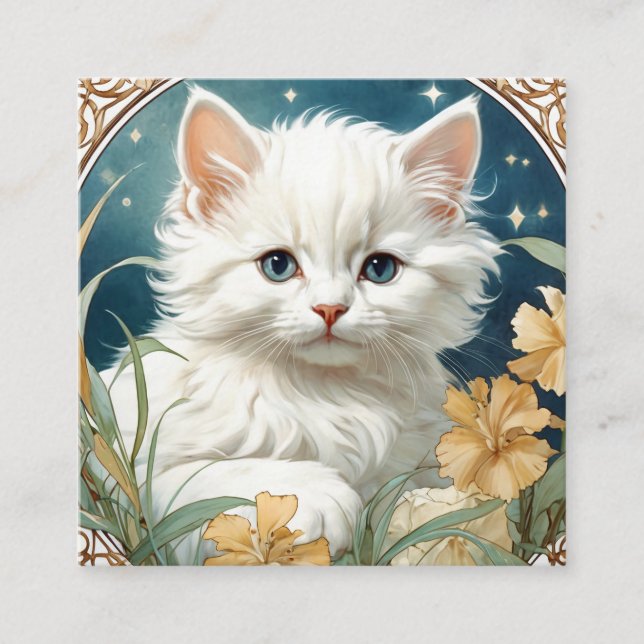 Alphonse Mucha Art Nouveau Kitten Begleitkarte (Vorderseite)