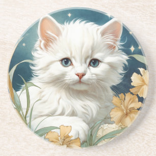 Alphonse Mucha Art Nouveau Kitten Getränkeuntersetzer