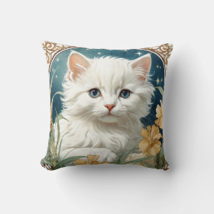 Alphonse Mucha Art Nouveau Kitten Kissen