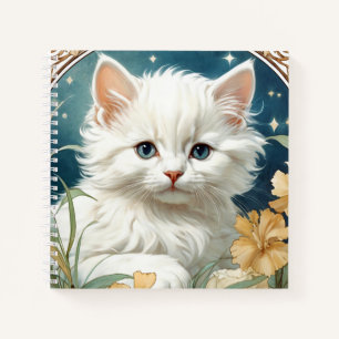 Alphonse Mucha Art Nouveau Kitten Notizbuch
