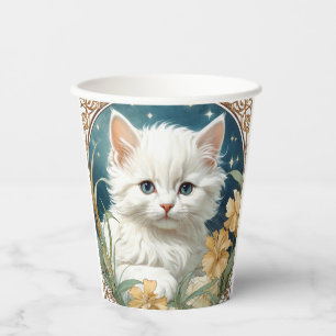 Alphonse Mucha Art Nouveau Kitten Pappbecher