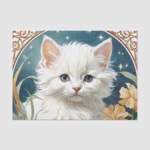 Alphonse Mucha Art Nouveau Kitten Seidenpapier