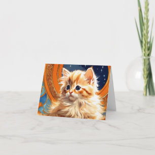 Alphonse Mucha Art Nouveau Orange Cat Einladung