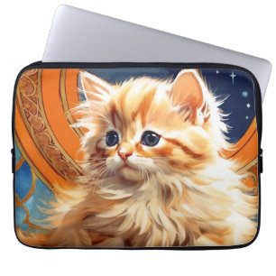 Alphonse Mucha Art Nouveau Orange Cat Laptopschutzhülle