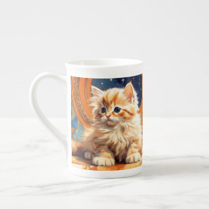 Alphonse Mucha Art Nouveau Orange Cat Prozellantasse