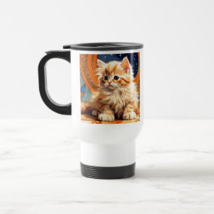 Alphonse Mucha Art Nouveau Orange Cat Reisebecher