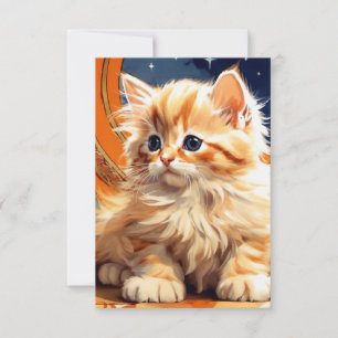 Alphonse Mucha Art Nouveau Orange Cat RSVP Karte