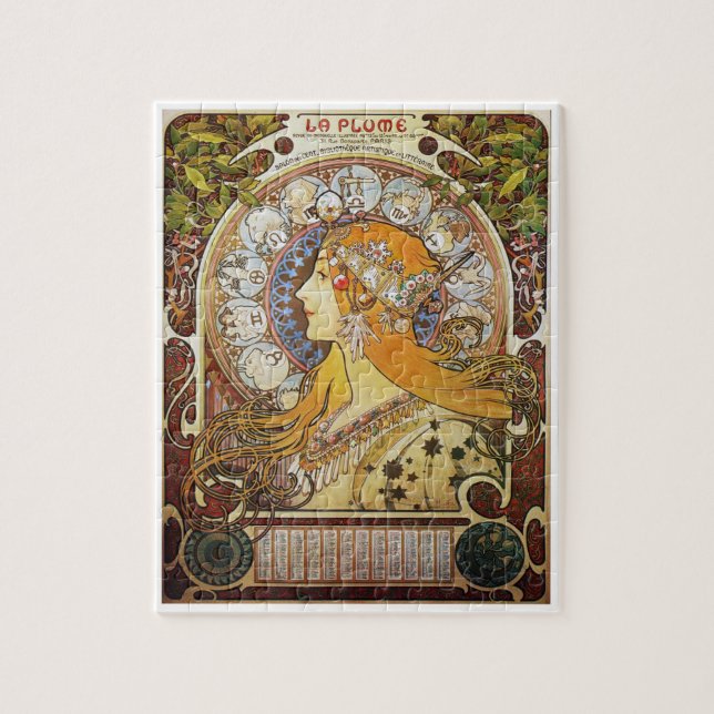 Alphonse Mucha Art Nouveau Poster La Plume (Vertikal)