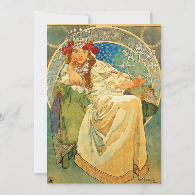 Alphonse Mucha Art Nouveau Princess Hyacinth Einladung (Vorderseite)