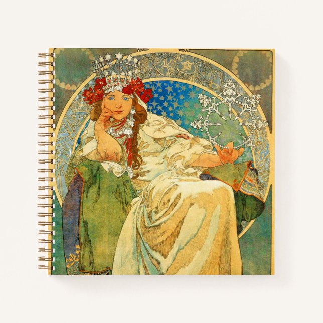 Alphonse Mucha Art Nouveau Princess Hyacinth Notizbuch (Vorderseite)