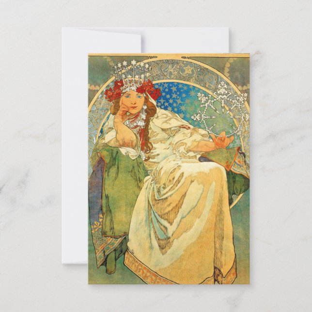 Alphonse Mucha Art Nouveau Princess Hyacinth RSVP Karte (Vorderseite)