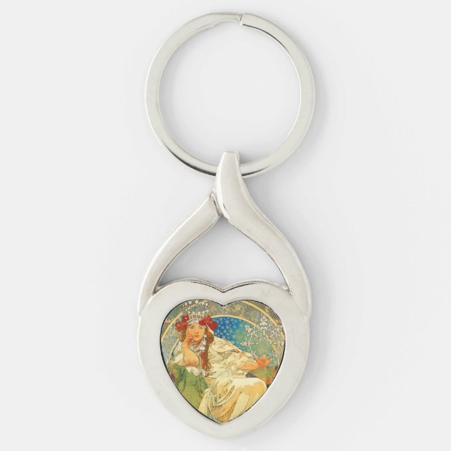 Alphonse Mucha Art Nouveau Princess Hyacinth Schlüsselanhänger (Vorderseite)