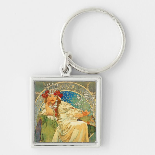 Alphonse Mucha Art Nouveau Princess Hyacinth Schlüsselanhänger (Vorne)