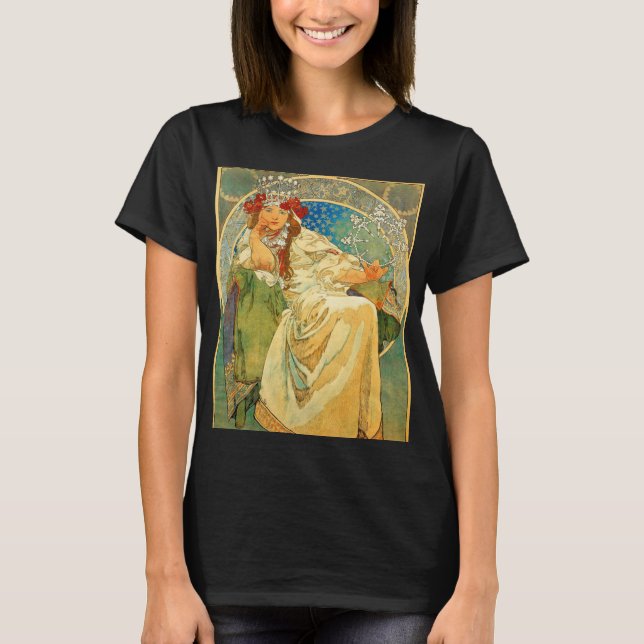 Alphonse Mucha Art Nouveau Princess Hyacinth T-Shirt (Vorderseite)