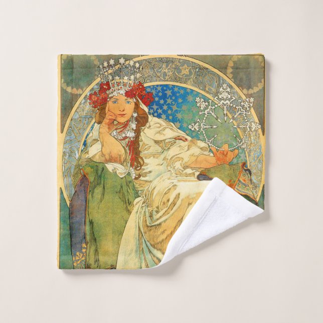 Alphonse Mucha Art Nouveau Princesse Hyacinth (Gant de toilette)
