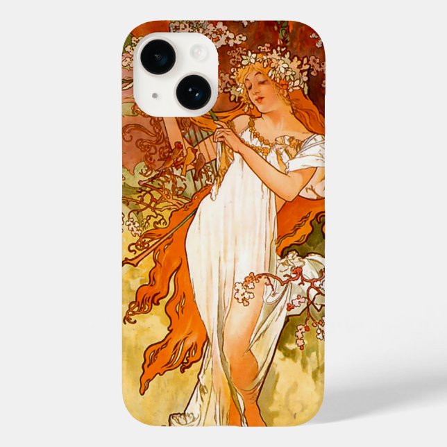 Alphonse Mucha Art Nouveau Spring Case-Mate iPhone 14 Hülle (Rückseite)
