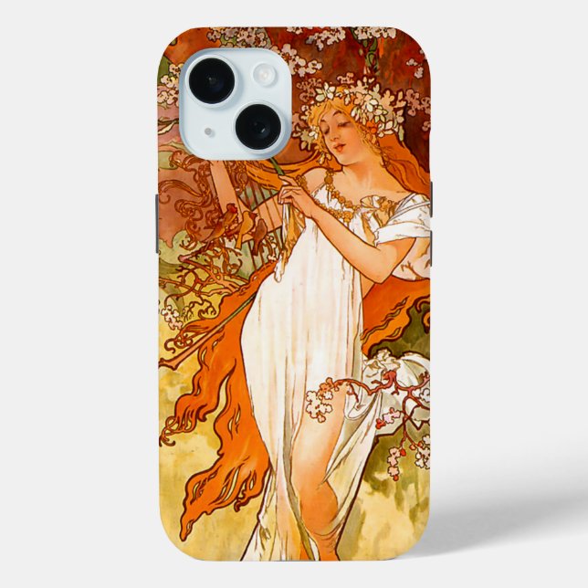 Alphonse Mucha Art Nouveau Spring Case-Mate iPhone Hülle (Rückseite)