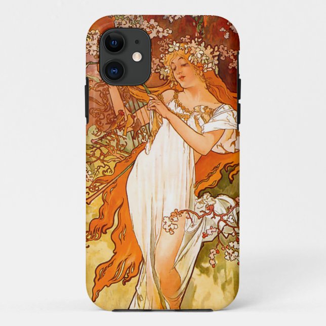 Alphonse Mucha Art Nouveau Spring Case-Mate iPhone Hülle (Rückseite)