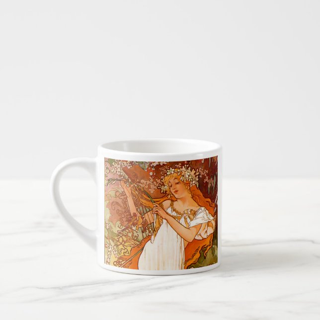 Alphonse Mucha Art Nouveau Spring Espressotasse (Links)