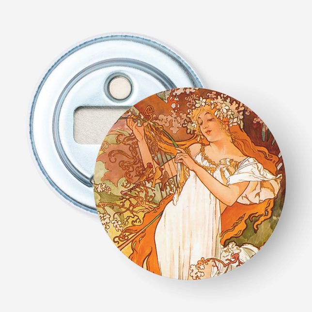 Alphonse Mucha Art Nouveau Spring Flaschenöffner (Vorderseite)