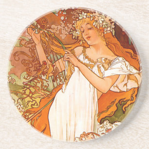 Alphonse Mucha Art Nouveau Spring Getränkeuntersetzer