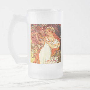 Alphonse Mucha Art Nouveau Spring Mattglas Bierglas
