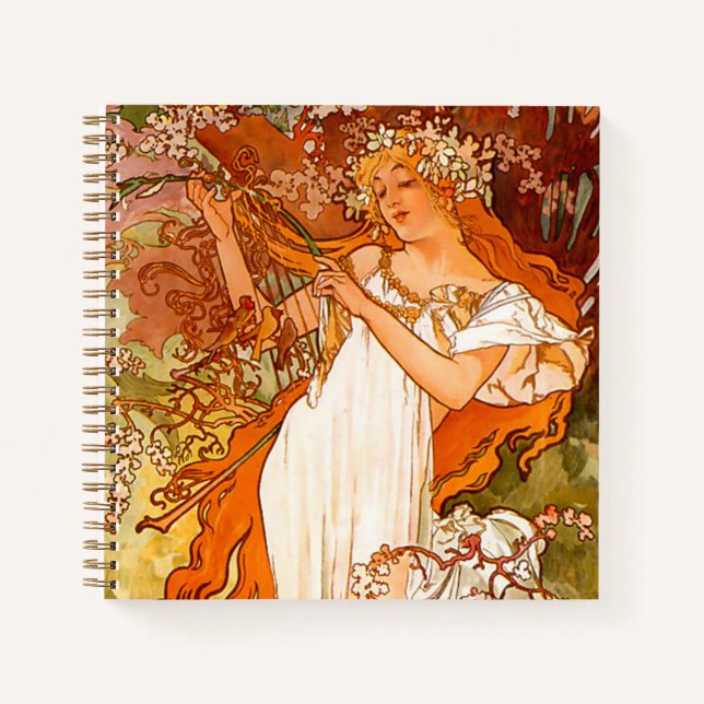 Alphonse Mucha Art Nouveau Spring Notizbuch (Vorderseite)