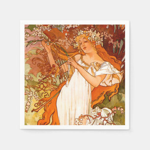 Alphonse Mucha Art Nouveau Spring Serviette