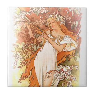 Alphonse Mucha Art Nouveau Tiles Fliese