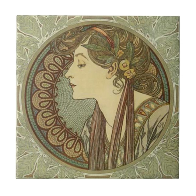 Alphonse Mucha Art Nouveau Tiles Fliese (Vorderseite)