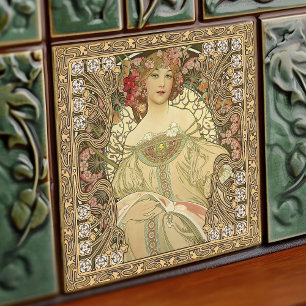 Alphonse Mucha Art Nouveau Vintage Fliese
